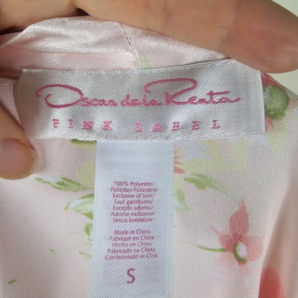 Oscar de la Renta Pink Label Peignoir Set S/M Soft Pink Floral Rosette Detail - Picture 12 of 16